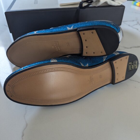 Gucci Jordaan Star Lurex Loafer Blue Glitter Metallic size 38 NEW - Picture 8 of 12